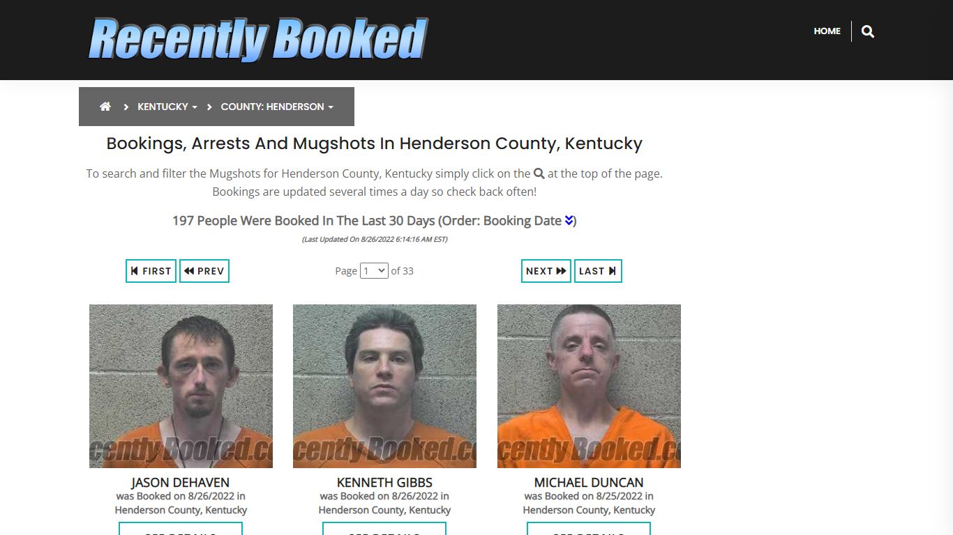 Bookings, Arrests and Mugshots in Henderson County, Kentucky